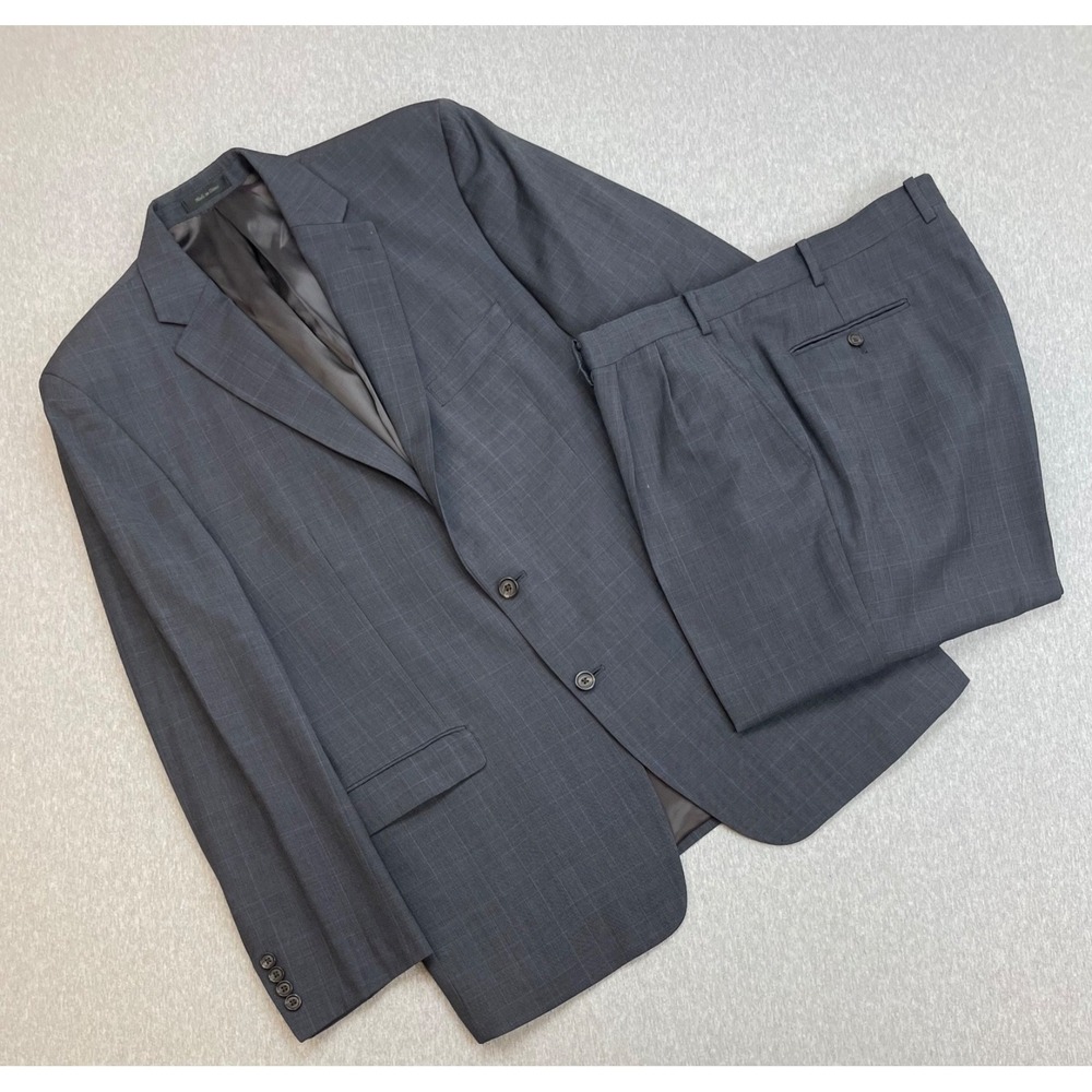Lauren Ralph Lauren Suit Mens 44L Plaid 100% Wool 2-Button Pants 36 x 32 - 2 Pcs
